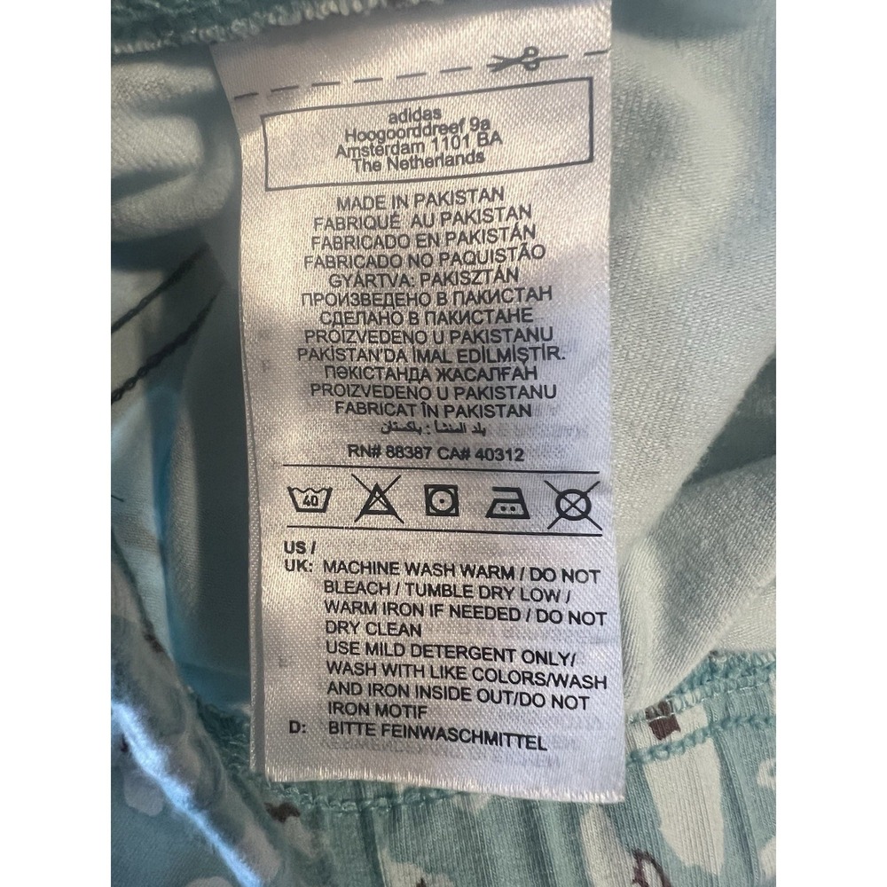 Adidas Women's L Teal Leopard Print Leggings Athletic Yoga Pants‎ - Picture 5 of 6